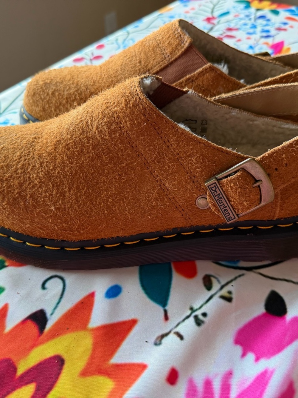 Dr. Martens Rust Suede Slip-On Clog with Buckle